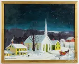 winter landscape by Edna Palmer Engelhardt, oil on canvas, sold Oct 2025