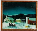 winter night landscape by Edna Palmer Engelhardt, oil on canvas, sold Oct 2025