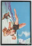 original cover illustration for pulp science fiction magazine Thrilling Wonder Stories by Earle K. Bergey, 1949, oil on canvas, sold Oct 2025