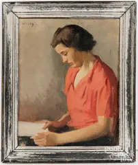 Untitled by Ivan G. Olinsky, oil on artist board, sold Oct 2025