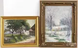 winter landscape by Ira J. Deen, oil on board, sold Oct 2025