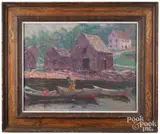 harbor scene by Morris Hall Pancoast, oil on board, sold Oct 2025