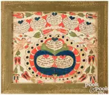 fraktur birth certificate for Susanna Georg by Nine Hearts Artist Joseph Lochbaum, ink and watercolor, sold Oct 2025