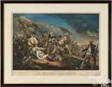 after John Trumbull The Battle at Bunker's Hill near Boston by Johann Gotthard Muller, color engraving, sold Oct 2025