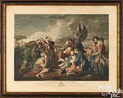 after Benjamin West The Death of General Wolfe by William Woollett, color engraving, sold Oct 2025
