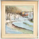 winter landscape by Frederick Wagner, pastel, sold Oct 2025