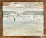 beach scene by Frederick Wagner, gouache, sold Oct 2025