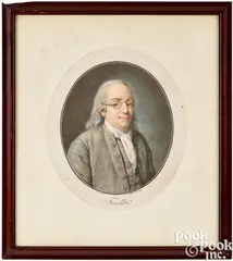 of Benjamin Franklin by Charles-Amédée-Philippe van Loo, color engraving and aquatint, sold Oct 2025