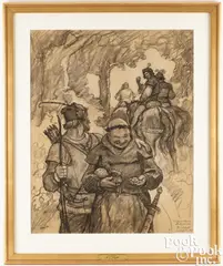 Ballad of Robin Hood by N. C. Wyeth, charcoal on paper, sold Oct 2025