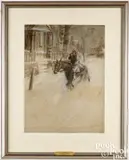 illustration study by Stanley Massey Arthurs, charcoal and chalk, sold Oct 2025