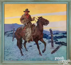 Western illustration by Gayle Porter Hoskins, oil on canvas, sold Oct 2025