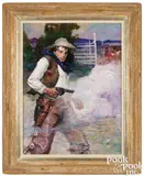 Randerson Kills Prickett by Frank Schoonover, 1916, oil on canvas, sold Oct 2025