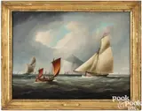 maritime scene The Bass Rock (Scotland) by Thomas Buttersworth, Sr., oil on canvas, sold Oct 2025