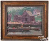 harbor scene by Morris Hall Pancoast, oil on board, offered Oct 2025