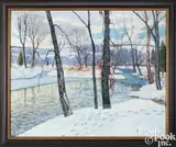 landscape titled Cat Hill Country Winter (near Sellersville, Bucks County) by Walter Emerson Baum, oil on canvas, sold Oct 2025