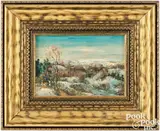 winter landscape by Walter Emerson Baum, oil on Masonite, sold Oct 2025