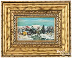 winter landscape by Walter Emerson Baum, oil on Masonite, sold Oct 2025