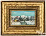 winter landscape by Walter Emerson Baum, oil on Masonite, sold Oct 2025