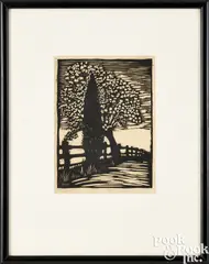 Two Friends by Wharton Esherick, 1923, woodcut, sold Oct 2025