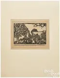 House and Tree by Wharton Esherick, 1923, wood engraving, sold Oct 2025