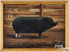 portrait of a pig by George Cope, oil on canvas, sold Oct 2025