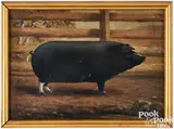 portrait of a pig by George Cope, oil on canvas, sold Oct 2025