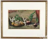 titled Sprouts by Luigi Rist, woodcut, sold Oct 2025