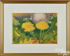 titled Dandelions by Luigi Rist, woodcut, sold Oct 2025