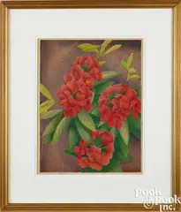 titled Rhododendron by Luigi Rist, woodcut, sold Oct 2025