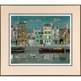 View of a French Town from the SeineColor by Michel Delacroix, lithograph, sold Sep 2022