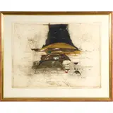 Abstract Composition, circa 1975Color by Johnny Friedlaender, etching and aquatint, offered Sep 2022