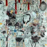 Untitled by Leslie Lerner, Acrylic, Mixed Media on board'My Life in France: The Lost Boy, Emperor Yao's HeadSigned, sold Sep 2022