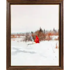 Untitled by Douglas Ricks, Oil on board. Native figure in winter landscape.Signed l/r23in. x 29in. (58cm. x, sold Sep 2022