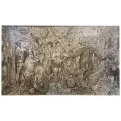 Untitled by Oscar de las Flores, Ink on paper. 'Republica de El Presidente'50in. x 80in.Framed: 54in. x 84in, offered Jun 2022