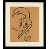 Untitled by Andrew Engman, Charcoal sketch on paper of Woody Woodpecker.22in. x 26 1/2in. (56cm. x 67cm)Fra, sold Apr 2022