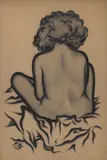 Untilted (Seated nude) by Miklós Farkashazy, 1929, charcoal on velour paper, sold Feb 2020
