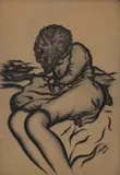 Untilted (Woman) by Miklós Farkashazy, charcoal on velour paper, sold Feb 2020