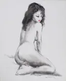 Untitled (Nude black and white VI) by Pál Fried, oil on canvas (unstretched), sold Feb 2020