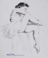 Untitled (Ballet dancer) by Pál Fried, oil on canvas (unstretched), sold Feb 2020
