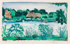 Pond Lake, Southampton, July 1982 by Audrey Flack, 1982, graphite and watercolor on paper, sold Feb 2020