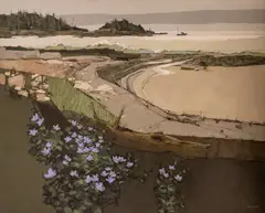 Mallows Along The Coast by Robert Eric Moore, acrylic on canvas, sold Feb 2020