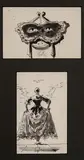 Costume and Mask (2 works frame together) by Eugene Berman, 1956, ink and wash on paper, sold Feb 2020