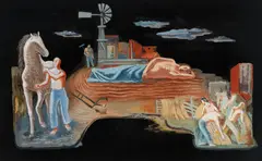 Study for Agriculture Mural by Michael Loew, tempera on board, sold Feb 2020
