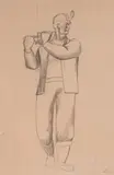 Untitled (Study for "Men of Coal and Steel", WPA Mural) by Michael Loew, 1942, graphite on paper, sold Feb 2020