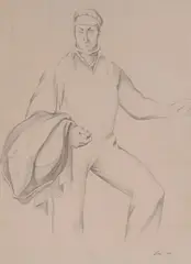 Untitled II (Study for "Men of Coal and Steel", WPA Mural) by Michael Loew, 1942, graphite on paper, sold Feb 2020