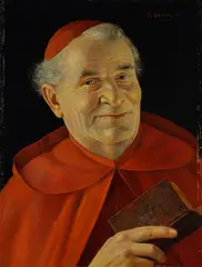 Cardinal by Otto Eichinger, oil on masonite, sold Feb 2020