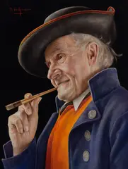 Tyrolean by Otto Eichinger, oil on masonite, sold Feb 2020