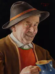 Tyrolean by Otto Eichinger, oil on masonite, sold Feb 2020