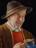 Tyrolean by Otto Eichinger, oil on masonite, sold Feb 2020