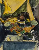 Untitled (Still life II) by Ora Lerman, 1971, watercolor on paper, sold Feb 2020
